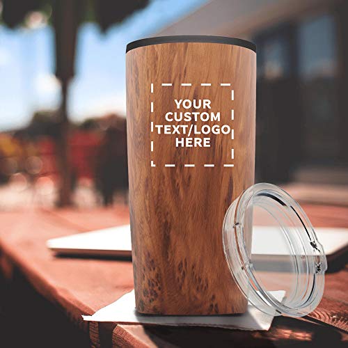 Father’s Day Custom Plastic Tumblers 20 oz Set of 6/12/24, Personalized Bulk Pack with Lids - Iced Coffee Tumbler, To Go Cup, Insulated Gift for Dad - Wood - color: - Custom – Wood