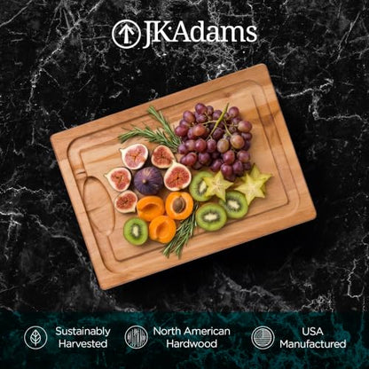 J.K. Adams Farmhouse Carving Board w/ Juice Groove, 14" x 20" | Farmhouse Maple Carving Board with Juice Groove Keeps Counters Clean During Everyday Meal Prep
