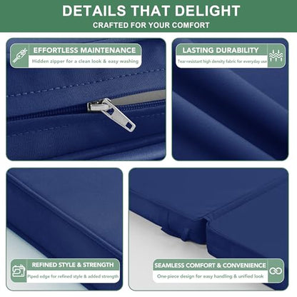 Summsun High Back Patio Chair Cushions 20 x 20 Inch, Navy, Set of 4 | High-Resilience Foam, Non-Slip Bottom, Water Resistant, Removable Cover, Hidden Zipper, Fit for Garden, Lawn, Patio Furniture - color: Navy