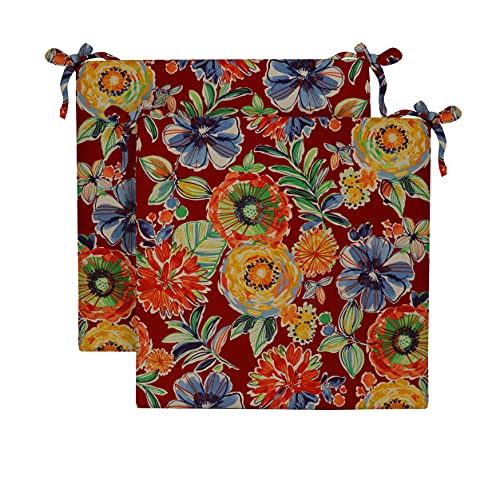 RSH DECOR: Outdoor Foam Seat Cushions Set of 2 | 19" x 19" x 3" | All-Weather Spun Fabric | Square Seat Cushions for Patio Furniture | Colsen Berry - color: Colsen Berry, size: 19" x 19" x 3"