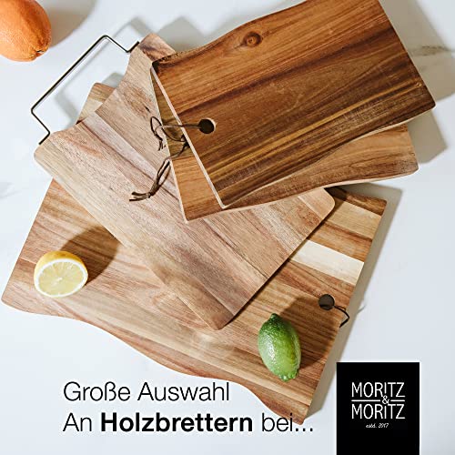 Moritz & Moritz Wooden Serving Board with Marble Plate - Acacia Wood Board - A Decorative Piece for Cutting, Arranging or Serving Cheese