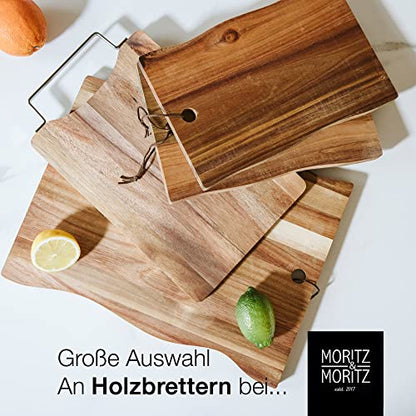 Moritz & Moritz Wooden Serving Board with Marble Plate - Acacia Wood Board - A Decorative Piece for Cutting, Arranging or Serving Cheese