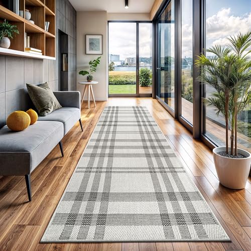 Easy Jute Rug 2x7, Indoor and Outdoor Off-White Runner Rug for Kitchen, Hallway and Entryway, Checkred Boho Woven Design, Easy-Cleaning, Washable Outside Carpet (2 x 7) - color: Box/Bone-black, size: 2' x 7' (Rectangular)