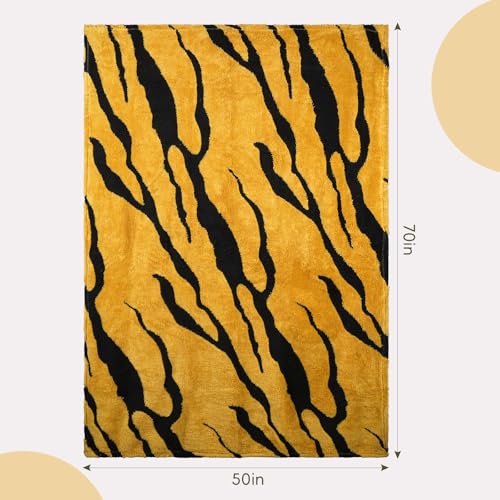 Zebra Printed Fleece Throw Blanket-Cozy Soft Lightweight Fuzzy Throw Blanket for Sofa, Couch, Bed & Chair,Black and Yellow, 50" x 70" - color: Black and Yellow