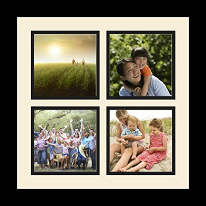 ArtToFrames Collage Photo Frame Single Mat with 4-5x5 Openings and Satin Black Frame. - color: 4 - 5x5 - (2376)