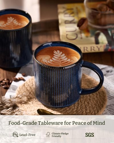 famiware Coffee Mug Set of 4, Star 16 oz Large Mugs Cup Set with Handle | Ceramic Mug for Coffee, Latte, Tea, Stackable Drinkware Set, Microwave & Dishwasher Safe, Nebulas Blue - color: Nebulas Blue, size: 4 Count (Pack of 1)