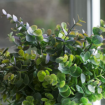 Potted Plants Artificial Decor, Artificial Eucalyptus Plants in White Ceramic Pots, Small Potted Fake Plants for Decorations