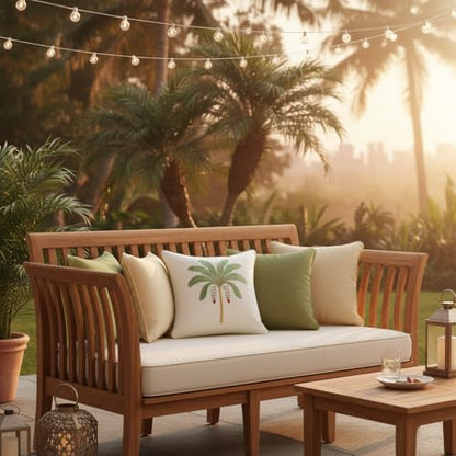 Embroidered Throw Pillow Covers 18x18 Pack of 2 Sage Green Palm Tree | Ocean-Themed,Durable Fabric,Square Pillow Cover,Boho Decorative,Hidden Zipper,Aesthetic Design,Ideal Gift,Machine Washable - color: Sage Green Palm Tree