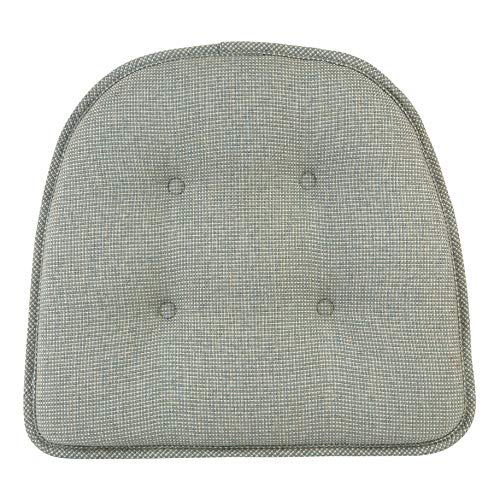 Non-Slip Chair Cushions, Assembled in USA, U-Shaped Skid-Proof Seat Pads for Dining Room, Kitchen, Office, 15"x16" - color: Solid Spa Green, size: 2 Pack