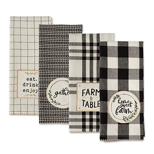 DII Home Sweet Farmhouse Kitchen Collection, Dishtowel Set, 18x28, Black, 4 Count - color: Black, size: Dishtowel Set, 18x28"