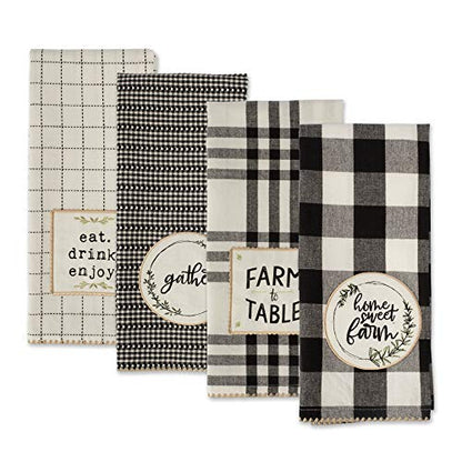 DII Home Sweet Farmhouse Kitchen Collection, Dishtowel Set, 18x28, Black, 4 Count - color: Black, size: Dishtowel Set, 18x28"