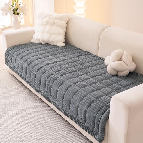 Awjcsv Couch Covers for Dogs Washable, Non Slip Sofa Protector Pet Friendly | Thick, Soft Furniture Cover, Against Pets Hair & Scratch, Fits Leather and Fabric Couches, 35" X 70.9" - color: Blue-grey, size: 35" X 70.9"