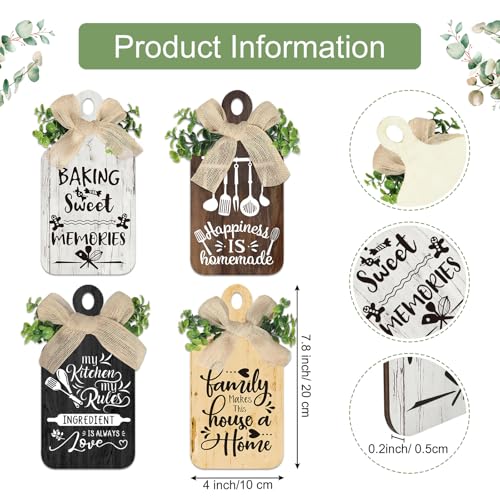 Arquiel 4Pcs Wooden Wall Art Decor Farmhouse Kitchen Rules Wood Hangings Rustic Decor (5.5 x 11 Inches)