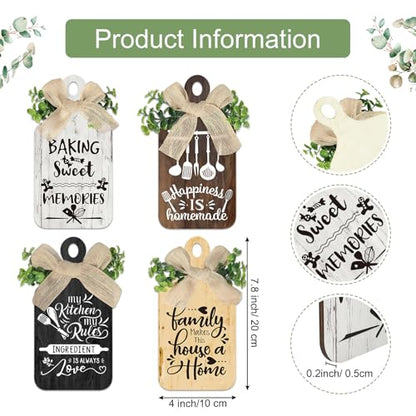 Arquiel 4Pcs Wooden Wall Art Decor Farmhouse Kitchen Rules Wood Hangings Rustic Decor (5.5 x 11 Inches)