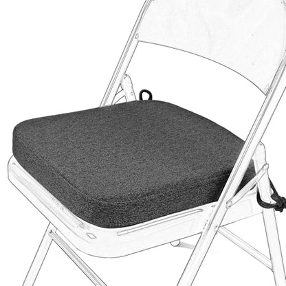 SINOSSO Memory Foam Chair Cushion for Folding Chair 1 Pcs, Thickened 2" Square Kitchen Chair Pad with Ties, Indoor Non-Slip Dining Chair Seat Cushion (1 Piece, Dark Grey) - color: Dark Grey
