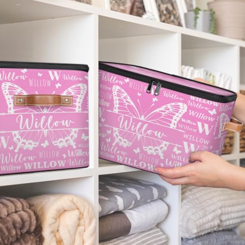 Custom Butterfly Keepsake Box, Personalized Name Gradient Memory Bin | Foldable Sturdy Large Storage Basket Containers with Handle Lid Lightweight Waterproof Dustproof, 14"L x 10.2"W x 10.4"H - color: Option 5