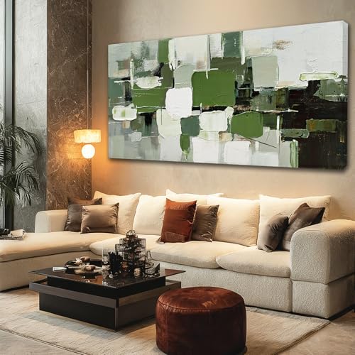 Abstract Canvas Wall Art Green White Black Gray for Living Room 29x58 Inch - color: White and Green and Black, size: 58"L x 29"W