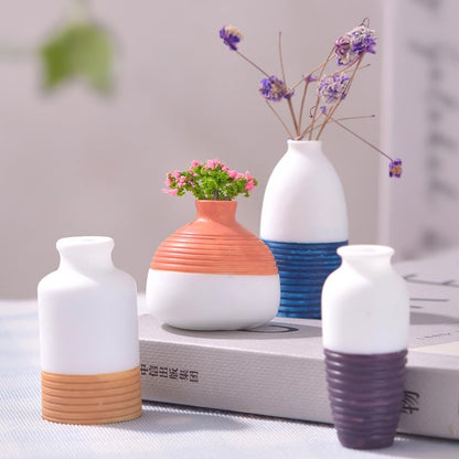 6 Pcs Ceramic-Like Design Bud Vases Set – Mini Flower Arrangements Resin Tiny Flower Vases for Fairy Garden Accessories, Micro Landscape DIY Décor, Tabletop & Home Decorations, Gift for Plant Lovers