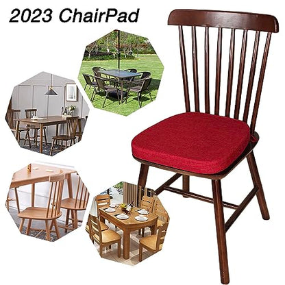 Dining Room Chair Cushions with Ties - Thick Memory Foam Indoor Seat pad,Dining Room Cushion with Machine Washable Cover [15 X 15 X 2 Inches] -(Red,4)