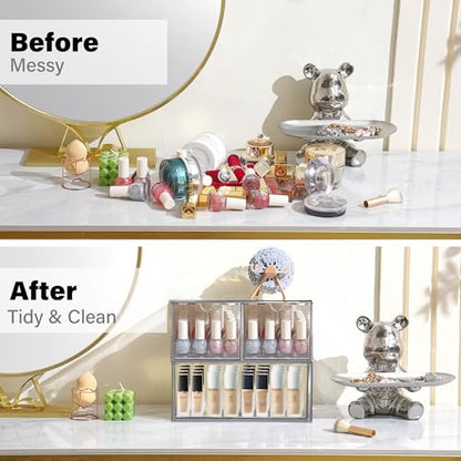 Prsildan Acrylic Drawer Makeup Organizer with 3 Drawers, Clear Stackable Storage for Baby Bottles, Craft, Jewelry & Hair Accessories, Multi-Use for Vanity, Countertop, Office Desk Organization - size: 3 Drawers