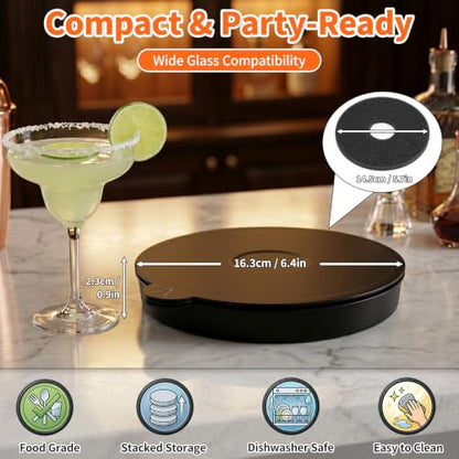TonJin 3-Tier Margarita Salt Rimmer Set with 2 Sponges: Black Stackable Cocktail Glass Rimmer Holds Lime Juice Salt Sugar, Dishwasher Safe Bar Accessories for Bartenders and Home Bars - size: Stackable Salt Rimmer-Black