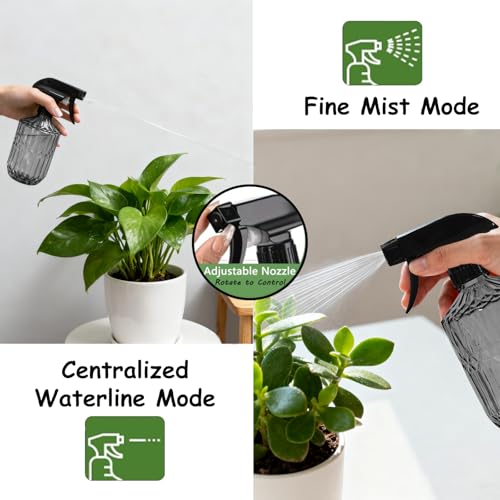 YYTSGG Glass Plant Mister Bottle, 15oz, Gray | Refillable Water Spray Bottle with Adjustable Mist Nozzle for Indoor Flowers, Outdoor Gardening, Cleaning, Hair and Pets Care - color: Gray