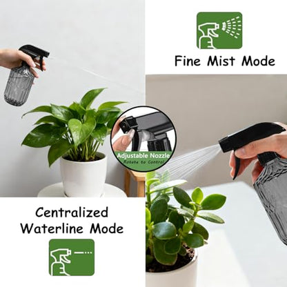 YYTSGG Glass Plant Mister Bottle, 15oz, Gray | Refillable Water Spray Bottle with Adjustable Mist Nozzle for Indoor Flowers, Outdoor Gardening, Cleaning, Hair and Pets Care - color: Gray