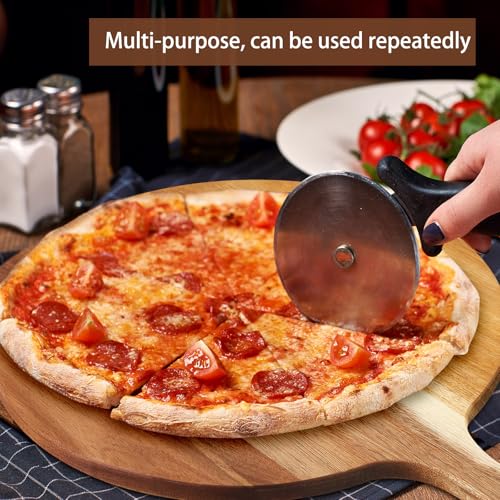Sliner 6 Pcs Acacia Wood Round Cutting Board Pizza Paddle,9 X 13 Inch | 0.6" Thick Wood Boards with Handle, Charcuterie Serving for Cheese Meat Fruit Party, Chopping Paddle Kitchen Bulk Gift - size: 9 x 13 Inch