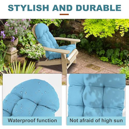 Adirondack Chair Cushion, Rocking Chair Cushion 44x19.4x4 inch, High Back Patio Cushions of Upper and Lower with Ties, Sunscreen and Fade-Resistant (Baltic Sea, 2) - color: Baltic Sea