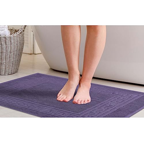 Superior Hotel & Spa Quality Bath Mat Set of 2, Made of Long-Staple Combed Cotton, Durable and Washable 100% Cotton Bathroom Mat 2-Pack, Royal Purple, 22" x 35" - color: Royal Purple, size: 22" x 35" (Set of 2)