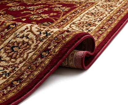 Well Woven Barclay Collection Sarouk Red 5 ft Round Rug - for Living Room, Bedroom, and Dining Room - color: Red, size: 5'3" (Round)