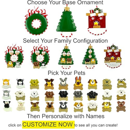 Customized and Personalized Christmas Ornament - Family of 2-6 with Two Pets - Select 2 of The 25 Different Dogs and Cats to Design Your Own Made to Order Gift (Family of 2) - size: Family of 2 with 2 Pets