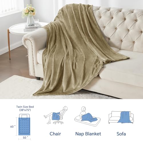 Throw Blanket for Couch & Sofa, All-Season Lightweight Fleece Blanket, Luxury Soft Cozy Fuzzy Throw for Her Him,Camel, 50 x 56 Inches