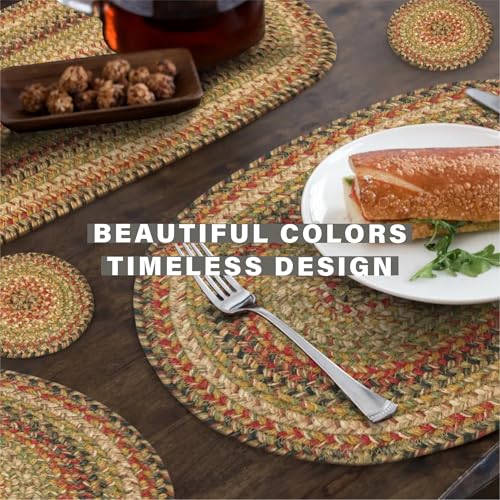 Homespice Kingston Jute Braided Placemats, Rect 13x19 Set of 6 | Multicolor Protects Tabletop in Style and Everyday and Holiday Table Mats, Rich Colors, Reversible and Durable - color: Kingston