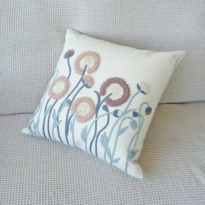 vctops Floral Embroidered Pillow Covers 18x18 Inch Spring Summer Cotton Tufted Throw Pillow Cover Outdoor Garden Cushion Case for Sofa, Bed, Living Room (Flower C,18"x18") - color: Flower C