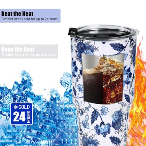 SYACOT 30oz Tumbler Double Wall Stainless Steel Vacuum Insulated Travel Mug with Splash-Proof Lid Metal Straw and Brush - color: Leopard-30oz