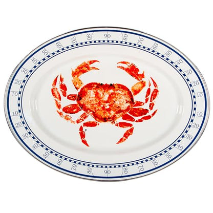 Golden Rabbit Enamelware Oval Platter, 12 x 16in, Crab House - color: Crab House