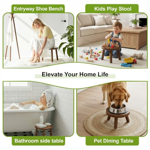 Wood Plant Stands 3-Pack Indoor, Plant Stool, Dark Brown | Premium carbonized pine with moisture-resistant, burr-free finish, Snap together in 60 seconds, no tools needed - color: Dark Brown, size: 3-Pack