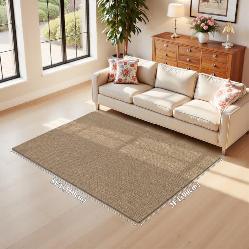HEBE Cotton Woven Area Rugs 3x5, Washable Non Slip Entryway Rug | Rubber Backed Entry Rug for Kitchen, Neutral Morden Indoor Throw Rugs Carpet, Large Door Mat for Front Porch, Entrance - size: 3' x 5' (Rectangular)