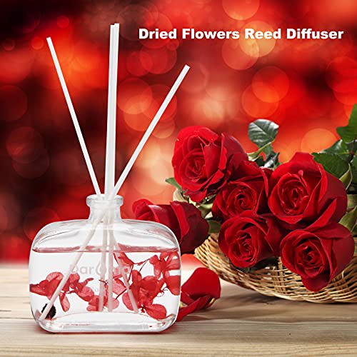 Reed Diffuser Set with Sticks, Daroma Dried Flowers Aromatherapy Reed Diffuser with Nature Essential Oil, Fragrance Scent Diffuser for Home Décor & Office, for Birthday, Christmas, Rose
