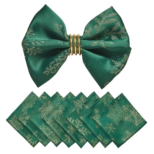 Hunter Gold Jacquard 17x17 Square Polyester Cloth Napkins Set of 8 | Waterproof, Stain Resistant, Shrink Proof, Washable, fabric, Outdoor, Reusable, Dining, Wedding, Kitchen, Party, Christmas - color: Hunter Gold
