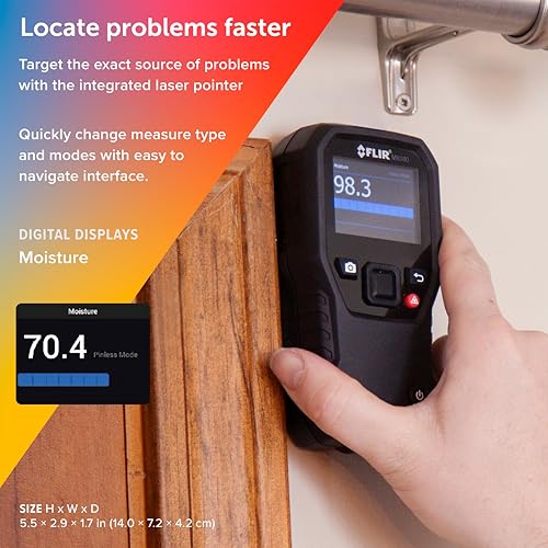 FLIR MR160 Imaging Moisture Meter with IGM Technology: Thermal Imaging, Pin & Pinless Detection, 80x60 Resolution, METERLiNK App, Rechargeable Battery - for Home Inspection & Mold Remediation | 80x60 thermal imager, METERLiNK app, rechargeable, 9999 image