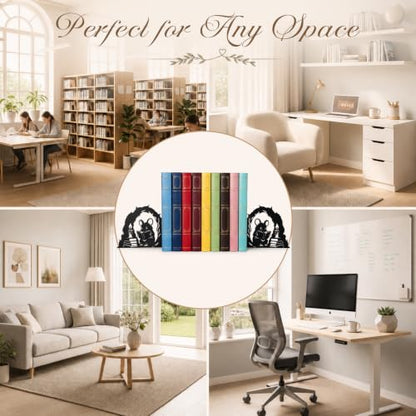 Sintuff 2 Pcs Metal Bookends Mouse Reading Book Book Ends for Shelves Decorative Bookshelf Hollow Letter Bookends Home Library Office School Desk Bookshelf Decor for Back to School Books Lovers Gift - style: Mouse Reading Book