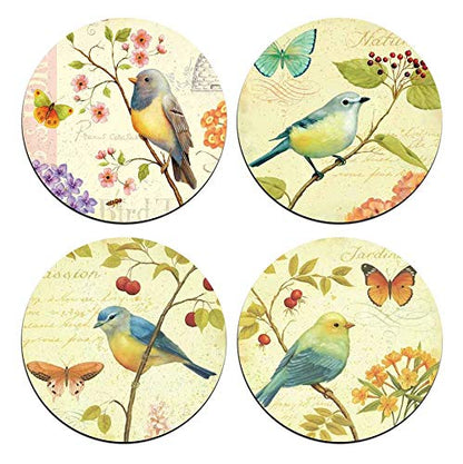 Bird and Butterfly Round Coaster Set - Made of Recycled Rubber - Set of 4 - color: Bird and Butterfly