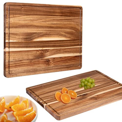 PioneerWorks 26.38*19.29*2.13 Cutting Boards, Large Acacia Wood Cutting Boards for Kitchen, Reversible Chopping Board with Deep Groove, Butcher Block Wooden Cutting Board for Meat and Veggies or Fruit