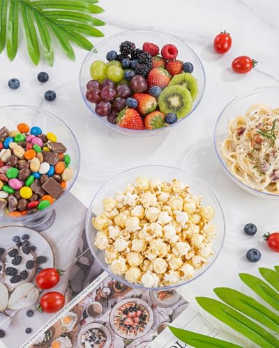 bUCLA 50 Pack Clear Plastic Serving Bowls - 24oz Disposable Salads, Cereal, Fruit, Dessert & Soup Bowls for Wedding & Party - color: Clear, size: 24oz
