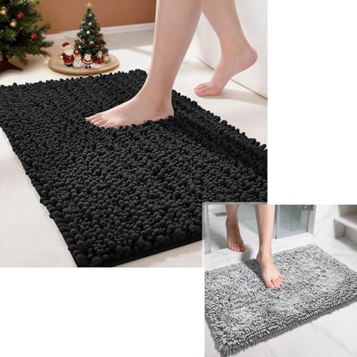 Yimobra Chenille Bath Mat – Non-Slip, Ultra Soft & Extra Thick Absorbent, Machine Washable, Quick Dry for Bathroom Floor, Tub, and Shower