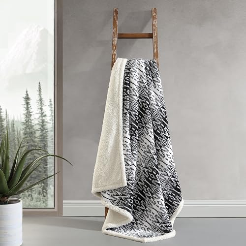 Eddie Bauer - Throw Blanket, Brushed Fleece & Plush Sherpa Soft Bedding, Blanket for Couch & Bed (San Juan Grey, 50" x 60") - color: San Juan Grey, size: 50" x 60"