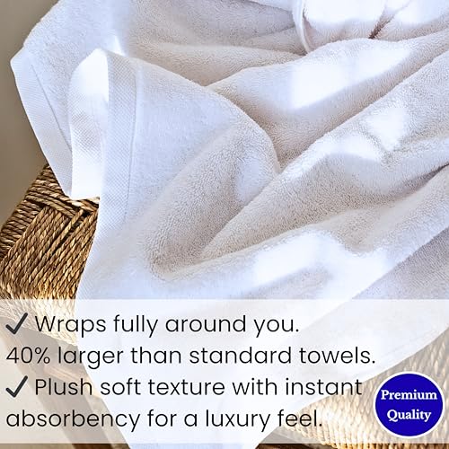 SALBAKOS Luxury 100% Turkish Cotton Bath Sheet 40x80 in (1-Piece, White) | Extra Large Jumbo Oversized Bathroom and Beach Towel, Super Soft Highly Absorbent Thick Premium Hotel Quality, Made in Turkey - color: White, size: Jumbo Bath Sheet