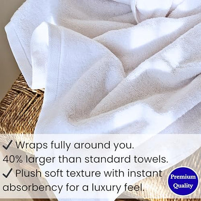 SALBAKOS Luxury 100% Turkish Cotton Bath Sheet 40x80 in (1-Piece, White) | Extra Large Jumbo Oversized Bathroom and Beach Towel, Super Soft Highly Absorbent Thick Premium Hotel Quality, Made in Turkey - color: White, size: Jumbo Bath Sheet